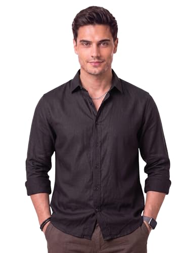 Image of Men's Cotton Blend Solid Casual Shirt Regular Fit Full Sleeve Shirt for Men Plain Formal & Casual Wear Collared Button Down Shirt