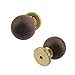 Wealrit Vintage Wooden Knob Door Knobs Cabinet Knob Wood and Brass Round Drawer Pull 2 PCS Interior Wooden Handle Single-Hole Wardrobe Door for Dresser Kitchen Hardware Furniture - B （Bronze）