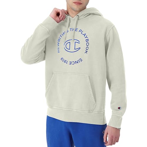 Champion Men's Hoodie, Mineral Dye Graphic Hoodie, Fleece Men's Hoodie Sweatshirt, Autumn Beige Rewriting the Playbook, S