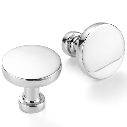 ASKANO 10 Pack 1-1/4 Inch Polished Chrome Cabinet Knobs Chrome Drawer Knobs Round Chrome Cabinet Pulls ZK2302 Kitchen Hardware for Cabinets Drawers Bedroom Dresser Cupboard Bathroom Vanity Closet