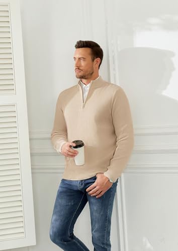 Pull homme en tricoté quart zip QUEZHU chaud pour l'hiver