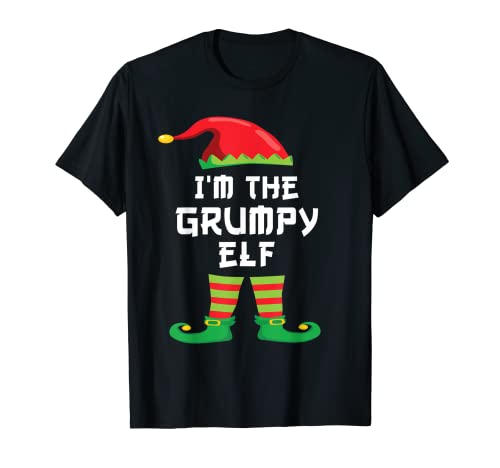 Costume d'elfe de Noël assorti avec inscription « I'm The Grumpy Elf » T-Shirt