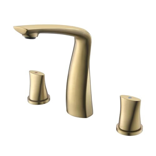 Mitigeur de lavabo à 3 trous MOCHAMIK en laiton blanc et or rose raffiné