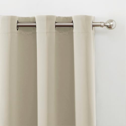 Image of LEMOMO Blackout Curtains 52 x 90 Inch Long Light Beige Curtains Set of 2 Panels Room Darkening Curtains for Bedroom and Living Room