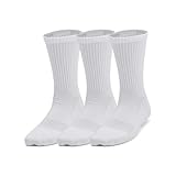 Under Armour Unisex-Child Youth Training Cotton Crew Socks 3 Pack, (100) White/White/Black, Medium