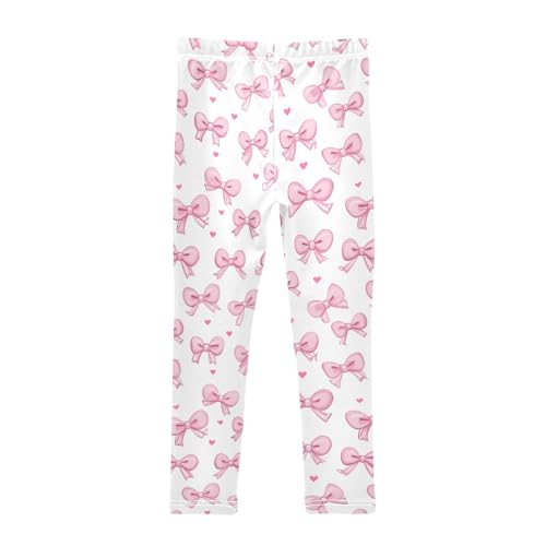 Wusikd Pink Bows 2 Girls' Leggings Toddler Doodles Kids Yoga Pants Dance Active Tights 4T2