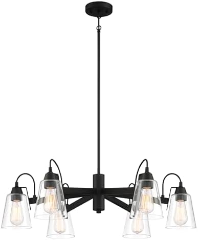 Minka Lavery 3996-66A Beckonridge Chandelier, 6-Light, 360 Total Watts, 32-in H x 10.13-in W, Coal Black