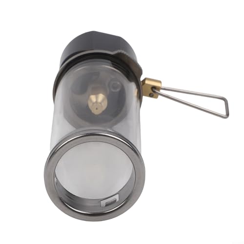 Alanmoship Linterna de camping retro con vidrio resistente al calor para mini estufa, lámpara de gas de aleación de aluminio para senderismo al aire libre, picnic, pesca, negro (lámpara de gas negra)