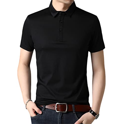 Polo d'été en soie de mûrier noir L parfait pour vos soirées chic