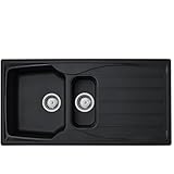 Liquida CMP15BL 1.5 Bowl Reversible Black Kitchen Sink and Waste Kit