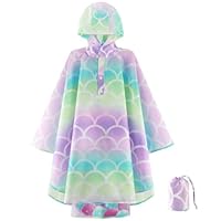 WAWSAM Hooded Raincoat Raincoats for Boys, Purple Mermaid, 6-10 años