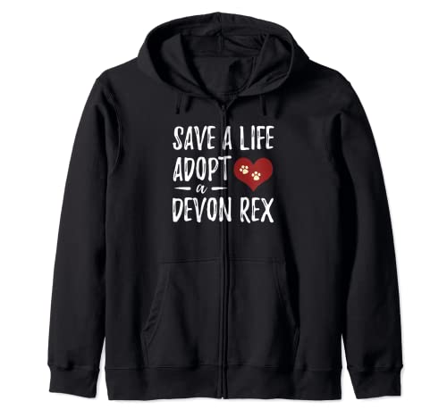 Save a Life Adopt a Devon Rex for Rescue Cat Mom Zip Hoodie