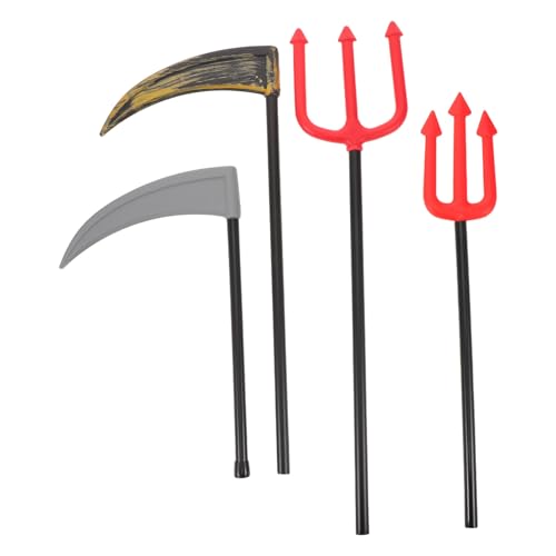 Healeved 4 Piezas Hoces de Plástico para Halloween Accesorios Reciclables para Disfraces y Decoración de Fiesta Réplicas Realistas para Cosplay y Actuaciones Escenario