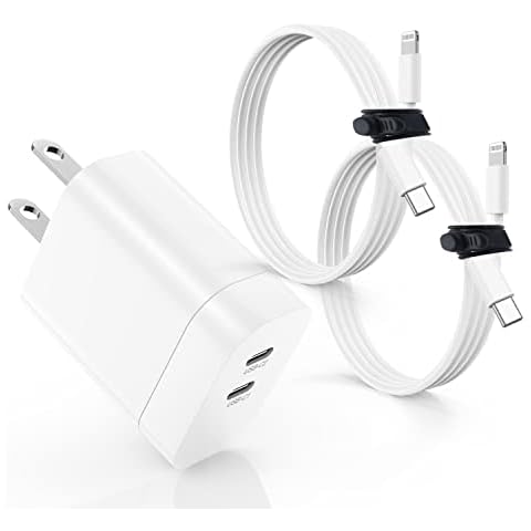 Dual Port USB C Charger for iPhone 14 13 Fast Charging, [Apple MFi Certified] Apple Fast Charger Block Adapter and 6FT Type C to Lightning Cable for iPhone 14 13 12 11 Pro Max XR XS X,iPad Cover
