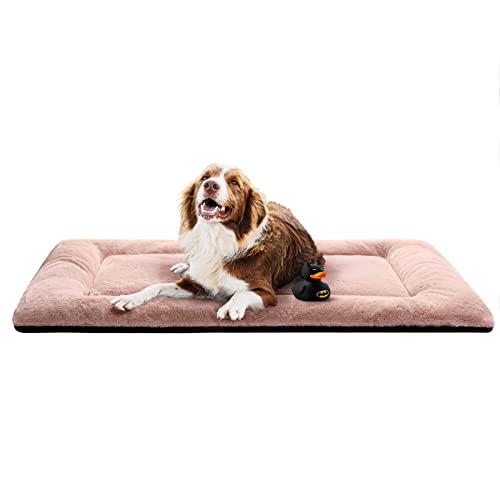 VERZEY Dog Beds Crate Pad for Extra Large Dogs Fit Metal Dog Crates,Ultra Soft Dog Crate Bed Washable & Anti-Slip Kennel Pad for Dogs Cozy Sleeping Mat,Pink 48inch