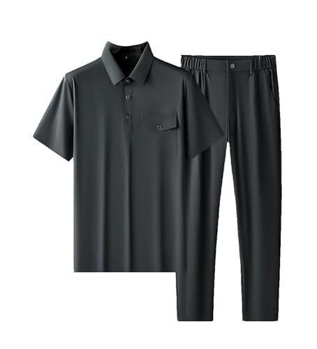 Men Ice Silk Ultra Thin Summer Quick Drying Sports Suit Men's T-Shirt And Trousers Set