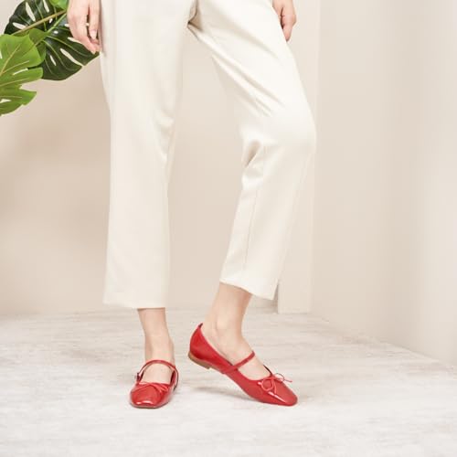 Image of C.Paravano Women's Mary Jane Flats | Square Toe Ballet Flats | Daily Wear Work Shoes | Dress Shoes with Adjustable Straps