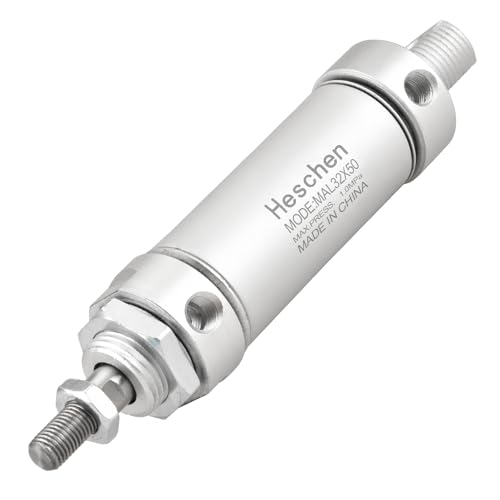 Heschen Cilindro de aire neumático delgado, MAL 32 50, puerto PT1/8 pulgadas, orificio de 32 mm, carrera de 50 mm, doble acción