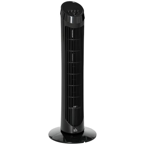 Image of HOMCOM Tower Fan for Bedroom 30 Inch 6 m/s Powerful Velocity 3 Speeds Black