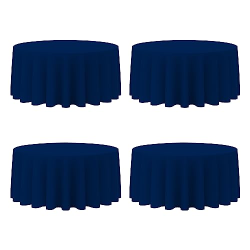 BRILLMAX 4 Pack Navy Blue Round Tablecloths 132 Inch for 72" Tables