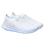 CALLARON 1 Par De Zapatillas De Deporte Con Diamantes De Imitación Zapatos Para Caminar Iridiscentes Zapatillas De Deporte Para Mujer Zapatos De Agua Con Balancín Para Mujer Zapatos De