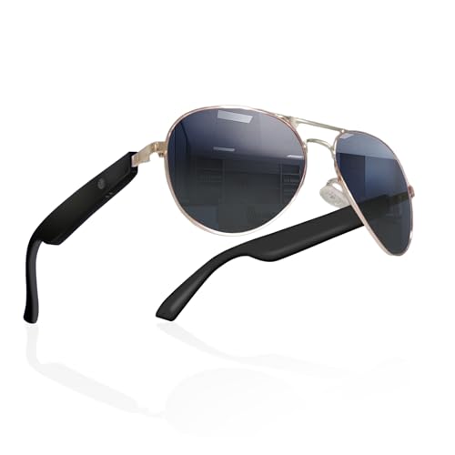 Smart Glasses for Men & Women, UV400 Polarised Lenses, Intelligent Touch&Voice Assistant, Open-Ear Speaker, Compatible with iOS/Android, Bluetooth Audio Sunglasses for Driving/Travel/Cycling