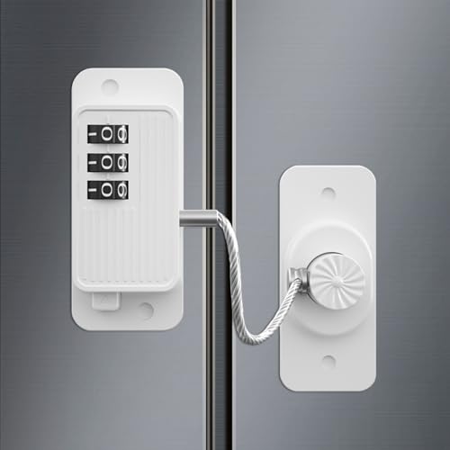 KIZZHISI Heavy Duty Combination Refrigerator Lock (1 Pack) - Cabinet Locks Baby Proofing, No Drilling Adhesive Fridge Locks, for Fridge, Cabinets, Drawers, Window and Child Safety Cabinet Lock