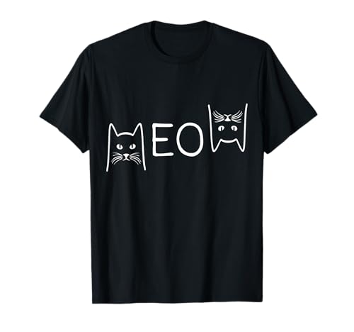 Meow Cat Shirt Meow Kitty Funny Cats Mom And Cat Dad Maglietta