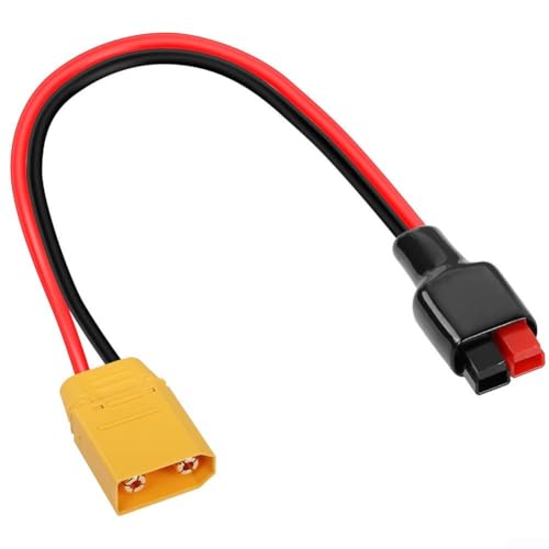 Cable adaptador de 45 A a cable de cobre puro de 12 AWG, cable conector solar para centrales eléctricas, RV y paneles, aislamiento de PVC resistente, 30 cm, negro y rojo (0,3 metros)