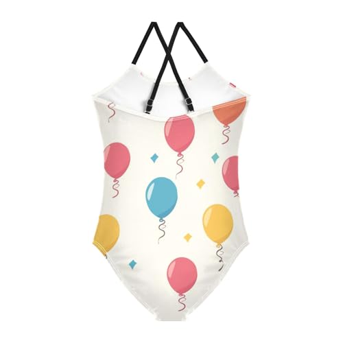 ZZKKO Colorful Balloon Girls Swimsuit One Piece Bathing Suit for Baby Girls' Swimwear 3-10T2