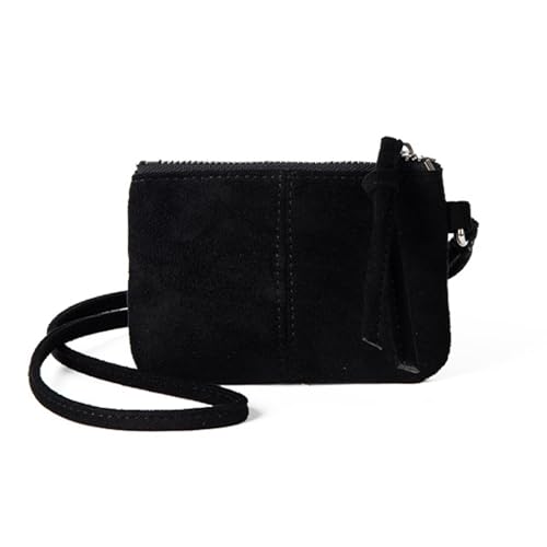 Stylish Leopards Case Wallet for Women and Girls Portable PU Leather Wallets Purse Neck Bag with Comfortable Lanyard Women's ID Badge Holder (Black)