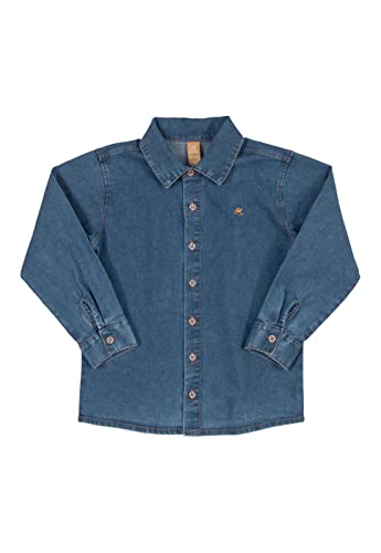 Camisa Jeans Infantil, Up Baby, Meninos, Azul Marinho, 06