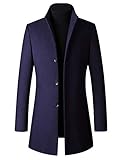 Lavnis Men's Winter Trench Coat Wool Blend Pea Coat Slim Fit Single Breasted Topcoat Business Dowm Jacket Thicken Navy Blue XL