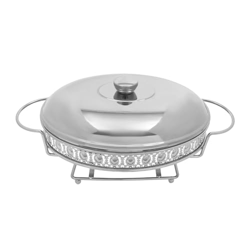 Chafing Dish Buffet Set, Oval Food Warmer, 2.11qt Capacity Stock Pot Buffet Warming Tray, Chafers and Buffet Warmers Sets for Gatherings, Events, Buffets (Silver)