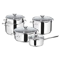 Lagostina Smart Set di Pentole Induzione, Gas e Forno in Acciaio Inox 18/10, 9 Pezzi, Fondo Lagoseal Plus Triplo Strato, Batteria di Pentole con 4 Casseruole, Pentola 2 Maniglie, 4 Coperchi