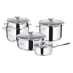 Lagostina Smart Set di Pentole Induzione, Gas e Forno in Acciaio Inox 18/10, 9 Pezzi, Fondo Lagoseal Plus Triplo Strato, Batteria di Pentole con 4 Casseruole, Pentola 2 Maniglie, 4 Coperchi