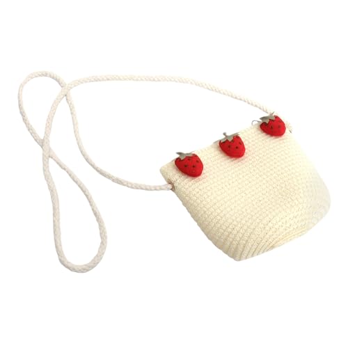 BESPORTBLE Straw Crossbody Bucket Bag for Women Woven Shoulder Beach Bag with Strawberry Design Lightweight Handbag for Travel Daily Essentials Stylish Summer Purse