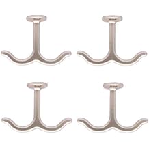 Zinc Alloy Double Prong Ceiling Hooks, Plant Hooks, Kitchen Hooks,Towel, Robe Clothes Hook,Coat Hook, Cup Hooks Great for Indoor & Outdoor Use Silver 4 Pack