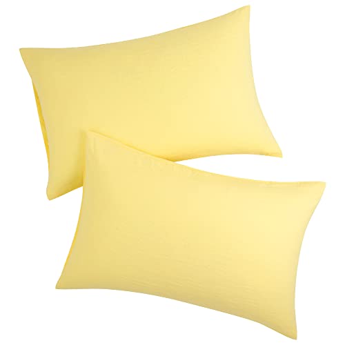 PiccoCasa 2 Pcs Microfiber Envelope Pillow Cases, 20x36 King Yellow