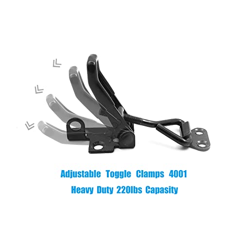 Image of 4 Pack Adjustable Black Toggle Clamp Latch (4001) Heavy Duty 220 lbs Toggle Latch & Quick Release Metal Pull Latches, Easy to Install for Lid Box Case Door Smoker room(20pcs 0.6 inch Screws)