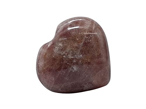 Image of Crystal Heaven Strawberry Quartz Heart Palm Pebbles Stones For Anxiety Stress Relief Massage - Aaa Grade Original Healing Gemstone Agate Heart Palm Stone For Yoga Meditation Spiritual