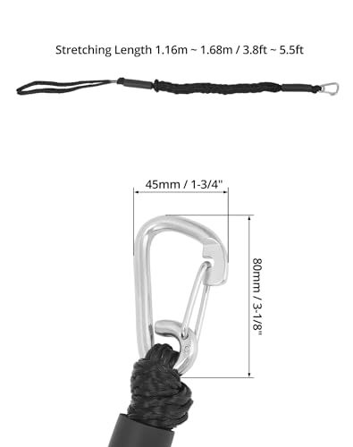 QWORK® 2er Pack Boot Festmacherleine 16mm Bungee Dock Leine mit Karabinerclip, Elastisch 122-168cm, Bruchfestigkeit 1000kg