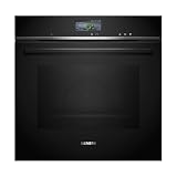 Siemens HR776G1B1, iQ700 Smarter Einbau-Backofen mit Dampffunktion, 60 x 60 cm, Made in Germany, Schwarz, activeClean Pyrolyse & humidClean Hydrolyse, Air Fry, Automatikprogramme, Farbiger Touchscreen