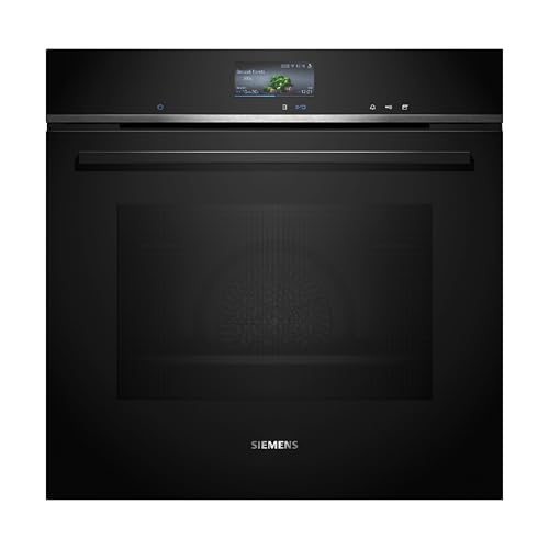 Siemens HR776G1B1, iQ700 Smarter Einbau-Backofen mit Dampffunktion, 60 x 60 cm, Made in Germany, Schwarz, activeClean Pyrolyse & humidClean Hydrolyse, Air Fry, Automatikprogramme, Farbiger Touchscreen