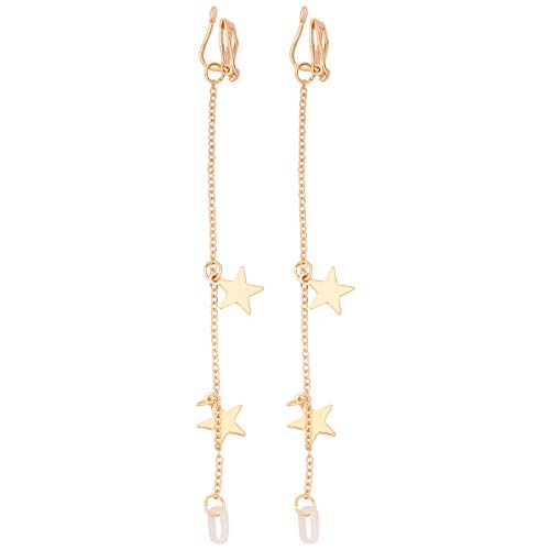 Happyyami 1 Pair Anti-lost Earrings Apple Wireless Earphone Earrings Clip Chain Earring Eabuds Earring Christmas Earphone Ear Hook Fashion Earrings Ear Line Tassel Long Earrings Alloy