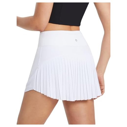 BALEAF Women's White Tennis Skirt Pleated Golf Skort High Waisted Lightweight Athletic Skorts for Woman with Shorts Pockets White Small