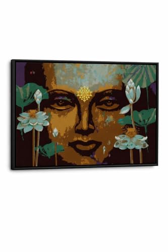 Image of RANGOLI 100% Cotton Stretched Canvas Painting 400 GSM, Framed Ancient Shree Murti Canvas Abstract Wall Art for Living Room, 3D Paintings for Wall Decor (16 x 23 Inch With Frame)