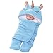 Wetry Einhorn Babyschlafsack Baby Pucksack Neugeboren Wickeldecke Pucktuch Swaddle Decke Plüsch Warme Neugeborene Geschenk Winterdecke für 0-3 Monate Baby, Blau (Goldenes Horn)