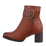  Ital Design Damenschuhe Stiefeletten Klassische Stiefeletten, 3848-, Kunstleder, Camel, Gr. 39