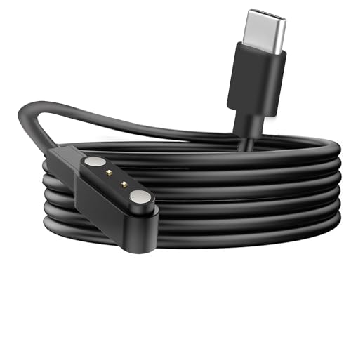 Blueshaweu Cable de carga compatible con reloj inteligente R30MAX para mujer y hombre de 1,91 pulgadas, cable de carga para reloj inteligente Baolubao/IOWODO/Blackvew R30MAX (USB C, negro)